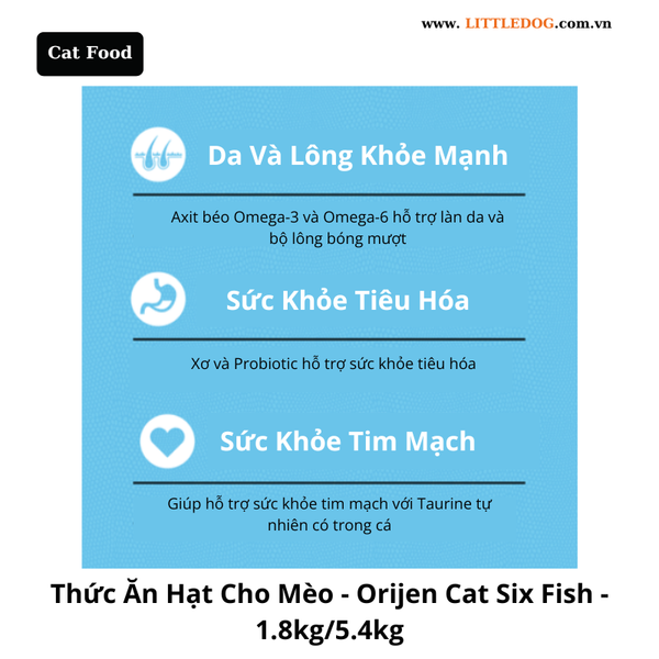 Thức Ăn Hạt Cho mèo - Orijen Cat Six Fish - 1.8kg/5.4kg