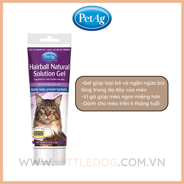 PETAG GEL NGỪA BÚI LÔNG CHO MÈO - HAIRBALL SOLUTION GEL 100g