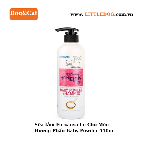 Forcans Dầu gội mùi Phấn Baby Powder cho Chó Mèo 550ml