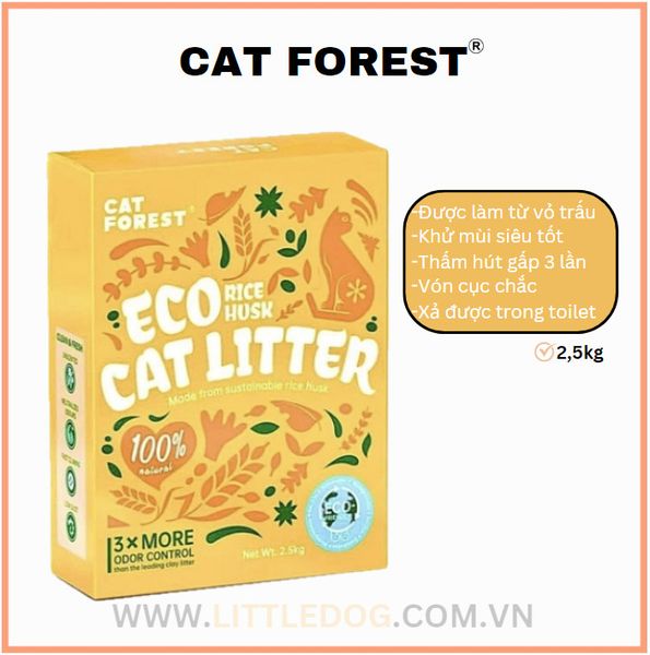 Cat Forest-Cát Hữu Cơ Làm Từ Vỏ Trấu Cho Mèo 2.5kg