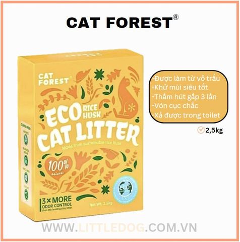 Cat Forest-Cát Hữu Cơ Làm Từ Vỏ Trấu Cho Mèo 2.5kg