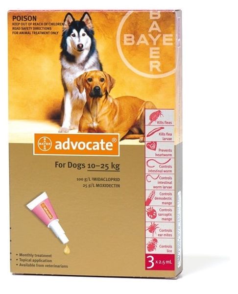 Advocate 10-25kg trị kí sinh trong ngoài cho chó 2.5ml