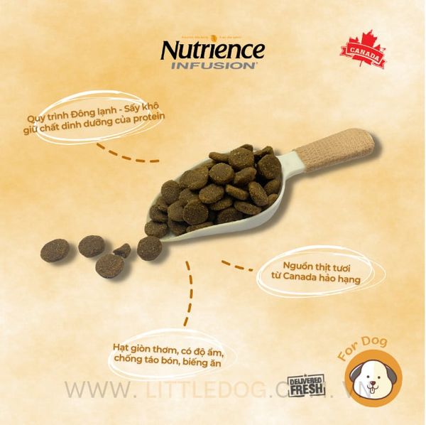 Thức Ăn Hạt Cho Chó Trưởng Thành Kích Thước Vừa Và Lớn - Nutrience Infusion - Thịt Gà Và Rau Củ - 500g/10kg