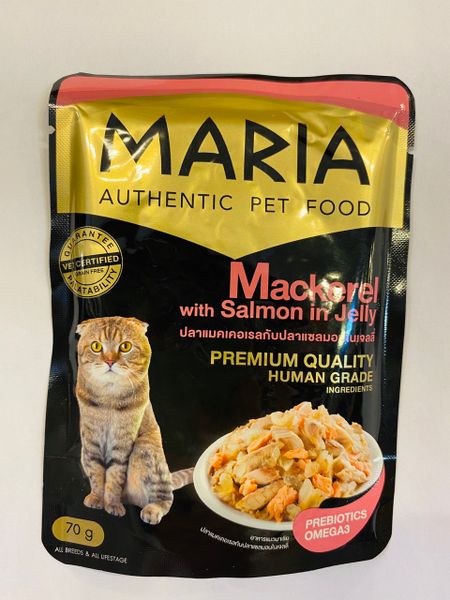 MARIA Pate Mèo Vị CáThu&CáHồi-Cat Mackerel Salmon in Jelly 70g