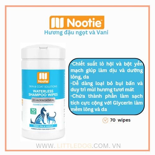 NOOTIE PET WIPES (SWEET PEA & VANILLA) - Khăn giấy ướt (70)