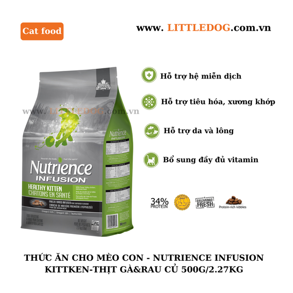 Thức Ăn Hạt Cho Mèo Con - Nutrience Infusion - Thịt Gà và Rau Củ - 500g/2.27kg