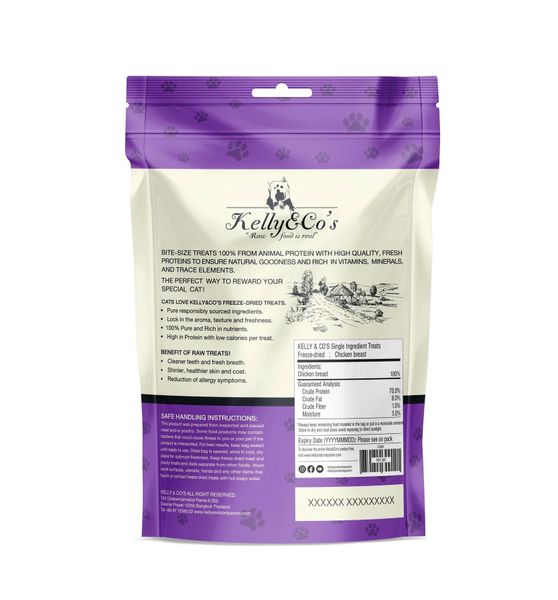 Thức Ăn Vặt Thô Sấy Khô Đông Lạnh Cho Mèo Kelly & Co's – Gói 40g