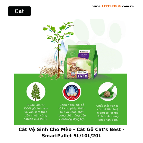 Cát Vệ Sinh Cho Mèo - Cát Gỗ Cat’s Best - SmartPallet 5L/10L/20L