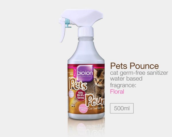 Chai Xịt Bioion Pets Pounce Cat - Khử Trùng, Khử Mùi Cho Mèo 500ml