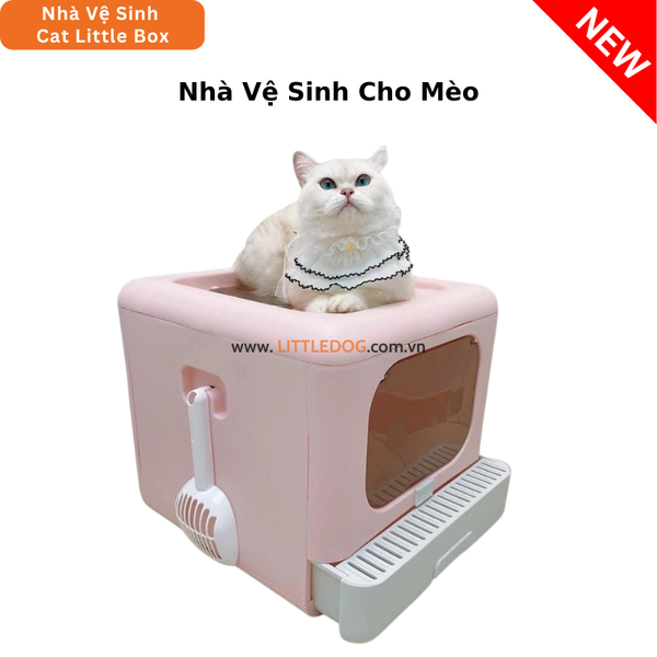 Nhà Vệ Sinh Cho Mèo Size Lớn 2 Cửa - Ngăn Kéo Dưới - Có Thể Gấp Gọn