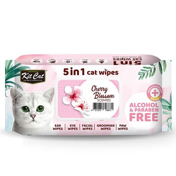 KIT CAT Khăn Giấy Uớt Hương HoaĐào - 5in1 Wipes CherryBlossom