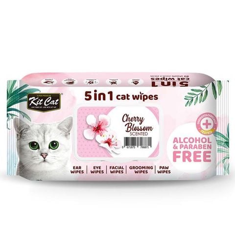 KIT CAT Khăn Giấy Uớt Hương HoaĐào - 5in1 Wipes CherryBlossom
