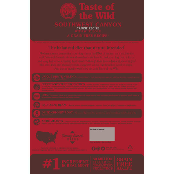 Taste Of The Wild Dog Southwest Canyon 2kg - Vị Heo Rừng