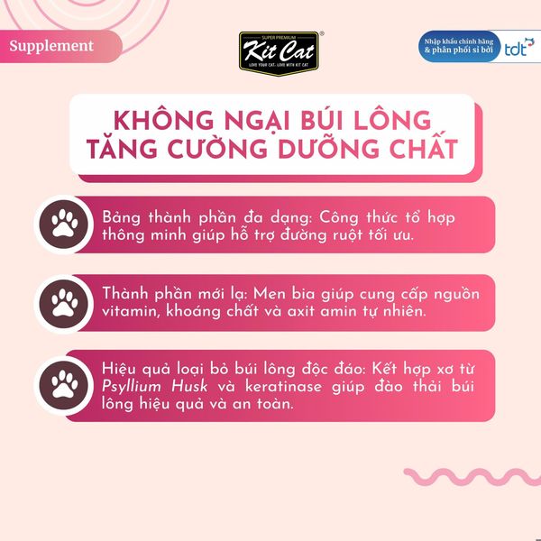 Kit Cat Daily Supplement Gel - Ngừa búi lông 120gr