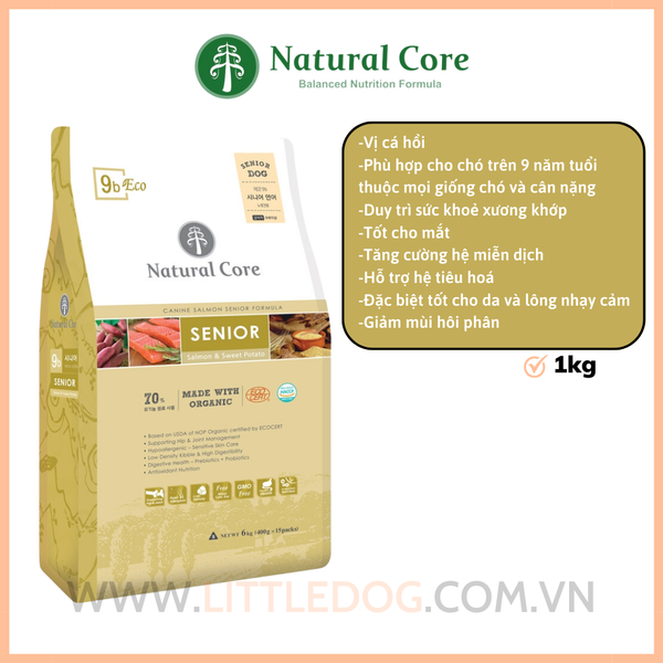 Natural Core Chó Trên 7 tuổi vị Cá Hồi- Senior (Salmon 9ECO) (1KG)
