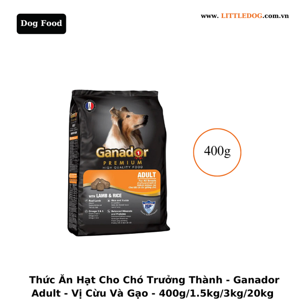 Thức Ăn Hạt Cho Chó Trưởng Thành Ganador Adult-Vị Thịt Cừu&Gạo-1.5kg/3kg/10kg/20kg