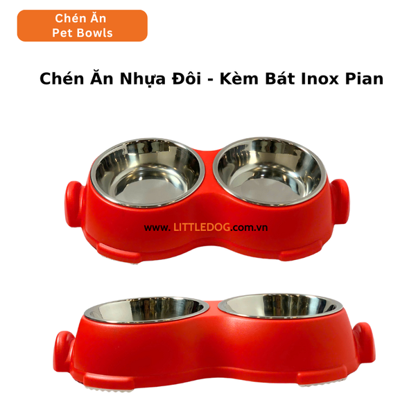 Chén Ăn Nhựa Đôi P1188 - Kèm Bát Inox Pian