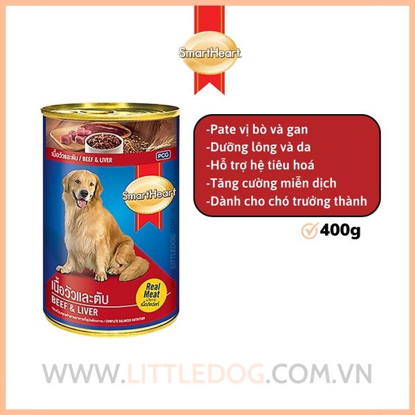 Smartheart 400g Pate thịt bò&gan| Adult Beef&Liver