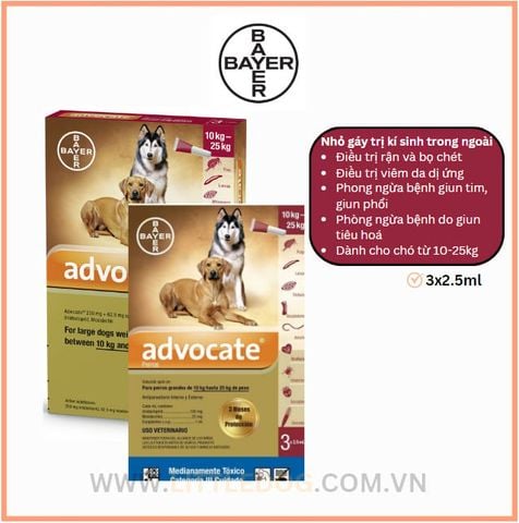 Advocate 10-25kg trị kí sinh trong ngoài cho chó 2.5ml