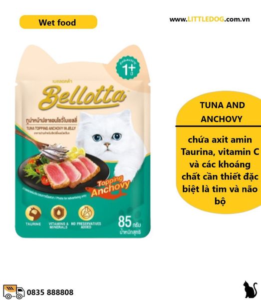 BELLOTTA VỊ CÁ NGỪ&ANCHOVY- TUNA&ANCHOVY IN JELLY 85g
