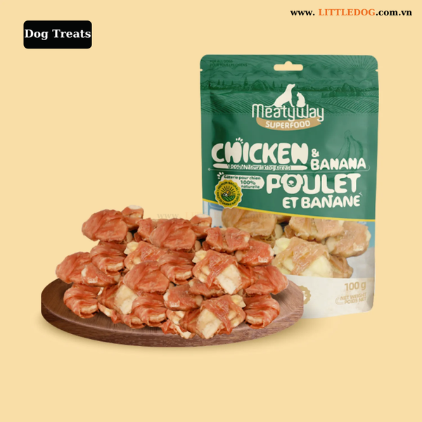 Thịt Gà Và Chuối Sấy Cho Thú Cưng - Meatyway Chicken & Banana Jerky - 100g