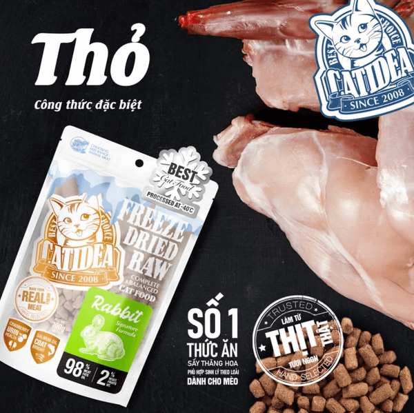 Thức Ăn Thịt Tươi Sấy Thăng Hoa Cho Mèo - CATIDEA Freeze-Dried Raw