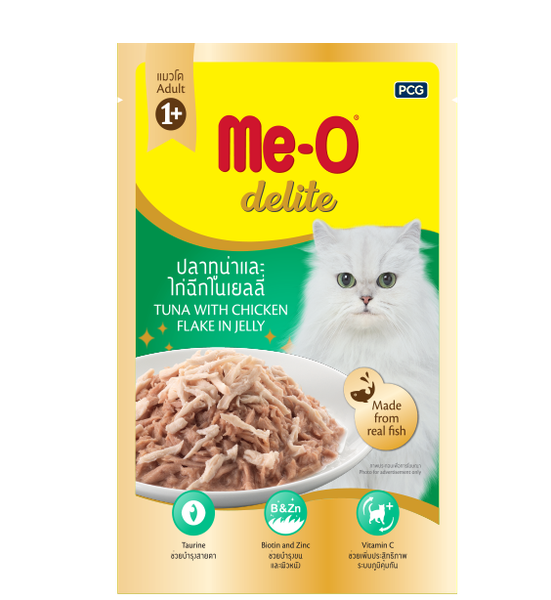 ME-O DELITE CÁ NGỪ VÀ THỊT GÀ XÉ - TUNA&CHICKEN IN JELLY 70G