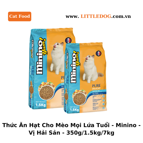 Thức Ăn Hạt Cho Mèo Mọi Lứa Tuổi Minino - Vị Hải Sản - 350g/1.5kg/7kg