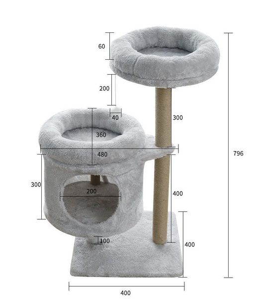 Trụ Cào Mèo YC Xám - YC Cat Tree Grey AE-1