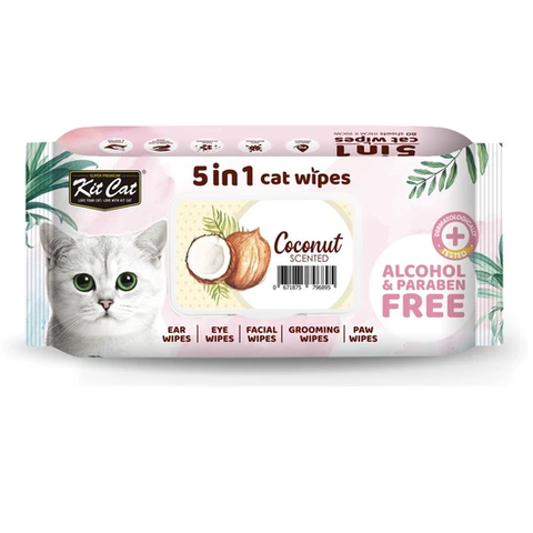 KIT CAT Khăn Giấy Uớt HươngDừa- 5in1 Wipes Coconut