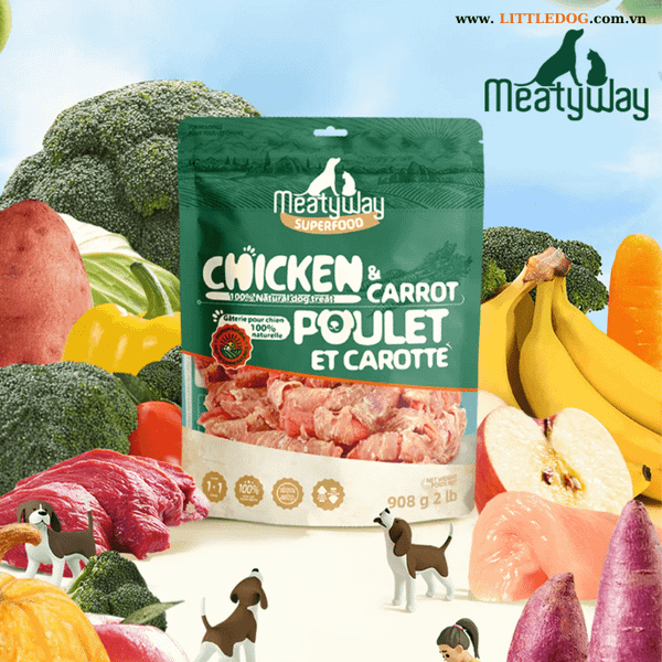 Thịt Gà Và Cà Rốt Sấy Cho Thú Cưng - Meatyway Chicken & Carrot Jerky - 100g