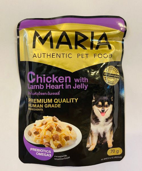MARIA Pate Chó Vị Gà&TimCừu-Dog Chicken&Lamb Heart in Jelly 70g