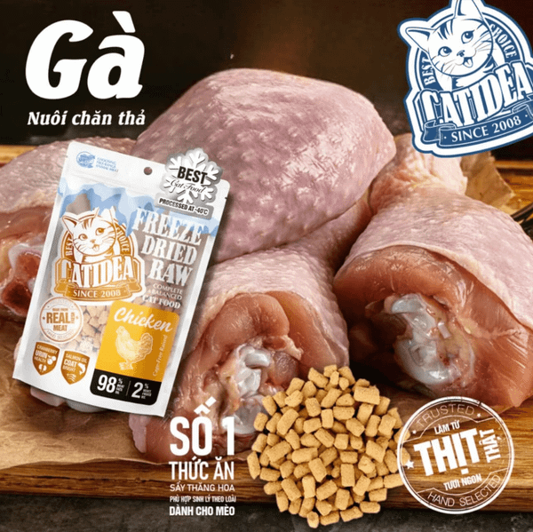 Thức Ăn Thịt Tươi Sấy Thăng Hoa Cho Mèo - CATIDEA Freeze-Dried Raw