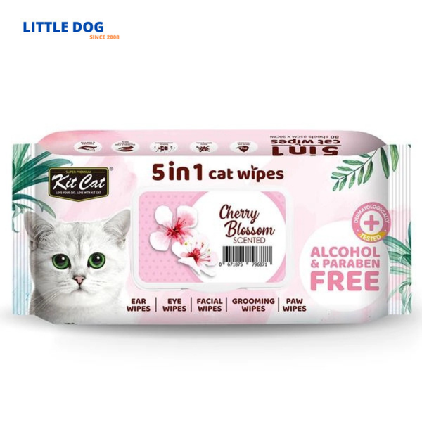 Kit Cat Khăn Giấy Uớt Kháng Khuẩn, Tắm Khô Cho Mèo - 5in1