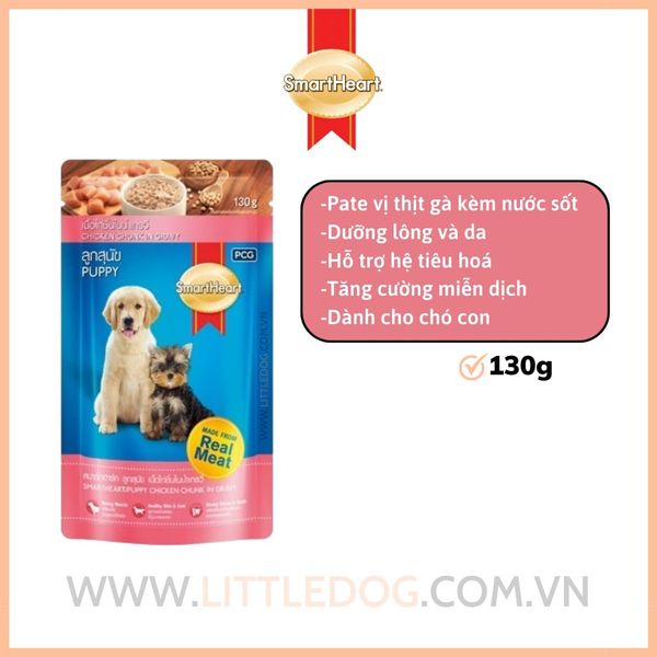 Smartheart 130g Pate Puppy thịt gà nấu xốt | Puppy Chicken Gravy