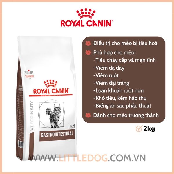 Thức Ăn Hạt Cho Mèo - Royal Canin Gastrointestinal - Cho Mèo Có Vấn Đề Về Tiêu Hóa - 2kg