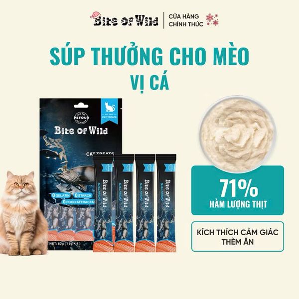 Súp Thưởng Cho Mèo Bite of Wild - Gà & Cá Hồi - (4 x 15g)