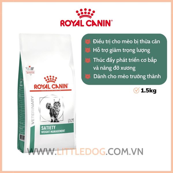 Thức Ăn Hạt Cho Mèo - Royal Canin Satiety Cat - Kiểm Soát Cân Nặng Cho Mèo Thừa Cân & Béo Phì - 1.5kg