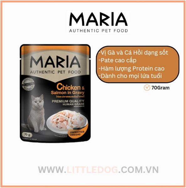 MARIA Pate Mèo Vị Gà&CáHồi-Cat Chicken&Salmon in Gravy 70g