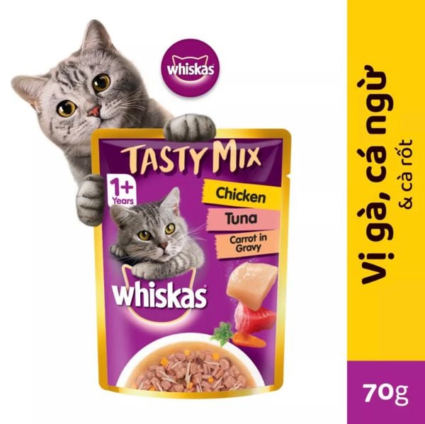 Pate Whiskas Tasty Mix In Gravy - Thịt Nấu Sốt Cho Mèo 70g