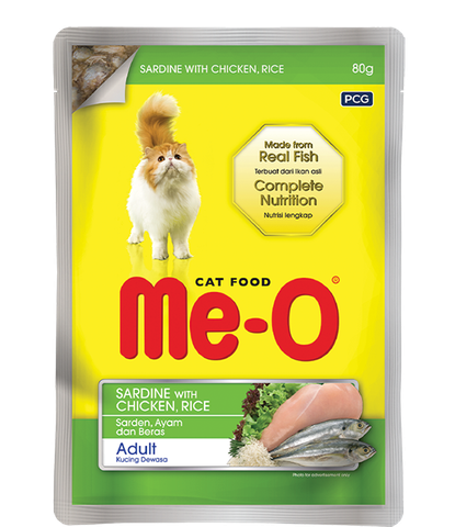 ME-O Cá Mòi&Thịt gà - SARDINE WITH CHICKEN,RICE 80g