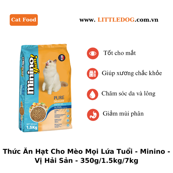 Thức Ăn Hạt Cho Mèo Mọi Lứa Tuổi Minino - Vị Hải Sản - 350g/1.5kg/7kg