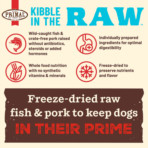 Primal - Kibble in the Raw Dog Food – Cá & Thịt Heo