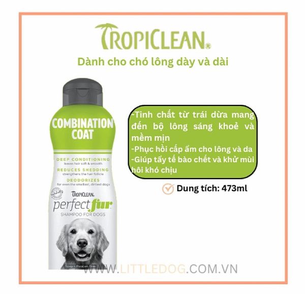 Tropiclean PerfectFur Sữa Tắm Gội Dành Cho Chó Lông Dài Và Dày 473ml