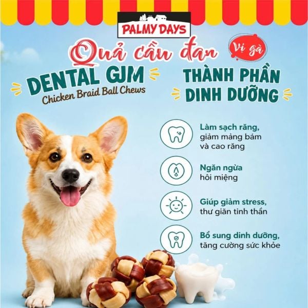Palmy Days - Bánh Thưởng Quả Cầu Đan Dành Cho Chó -  Vị Gà 85g