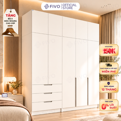 Tủ Đựng Quần Áo Gỗ Cao Cấp FC09 FIVO, Thiết Kế Cánh Mở Sâu 60cm, Kèm Ngăn Kéo, Freeship+Free Lắp Đặt, Trả Góp 0%