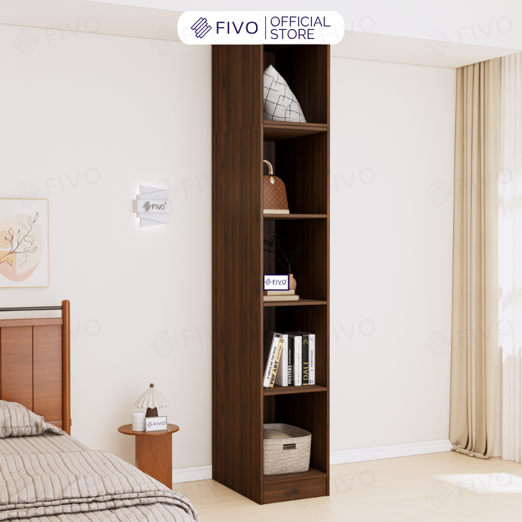 Tủ Đựng Quần Áo Gỗ Cao Cấp FC04 FIVO, Tủ Màu Gỗ Cánh Mở Sâu 60cm Kèm Kệ Trang Trí, Freeship+Free lắp đặt, Trả Góp 0%