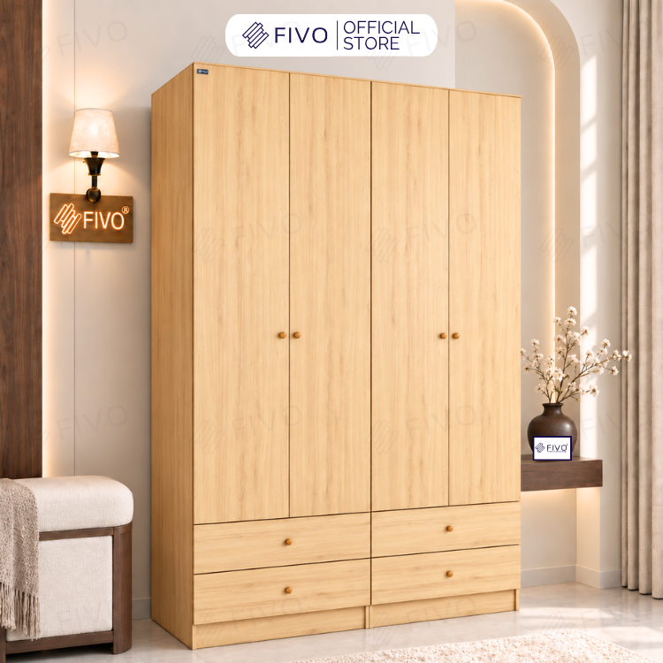 Tủ Đựng Quần Áo Gỗ Cao Cấp FC10 FIVO, Cánh Mở Sâu 60cm Kèm Ngăn Kéo, Freeship + Free Lắp Đặt, Trả Góp 0%