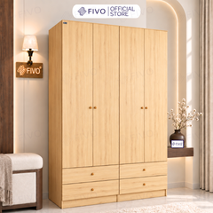 Tủ Đựng Quần Áo Gỗ Cao Cấp FC10 FIVO, Cánh Mở Sâu 60cm Kèm Ngăn Kéo, Freeship + Free Lắp Đặt, Trả Góp 0%
