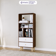 Tủ Sách Gỗ 5 Tầng FB61 FIVO, Có Hộc, 4 Chân, Dễ Dàng Lắp Ráp